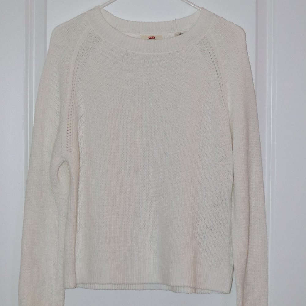 Levi's White Knit Sweater, Women's Medium